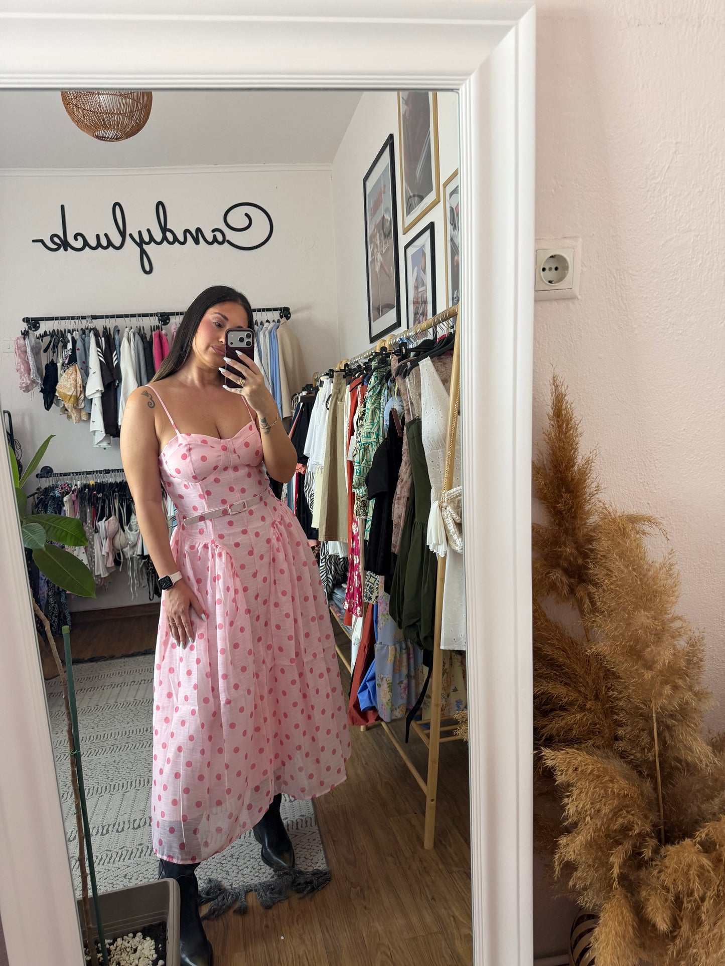 Pink midi dress