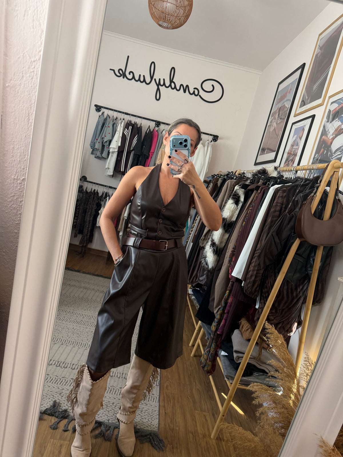 Leather shorts