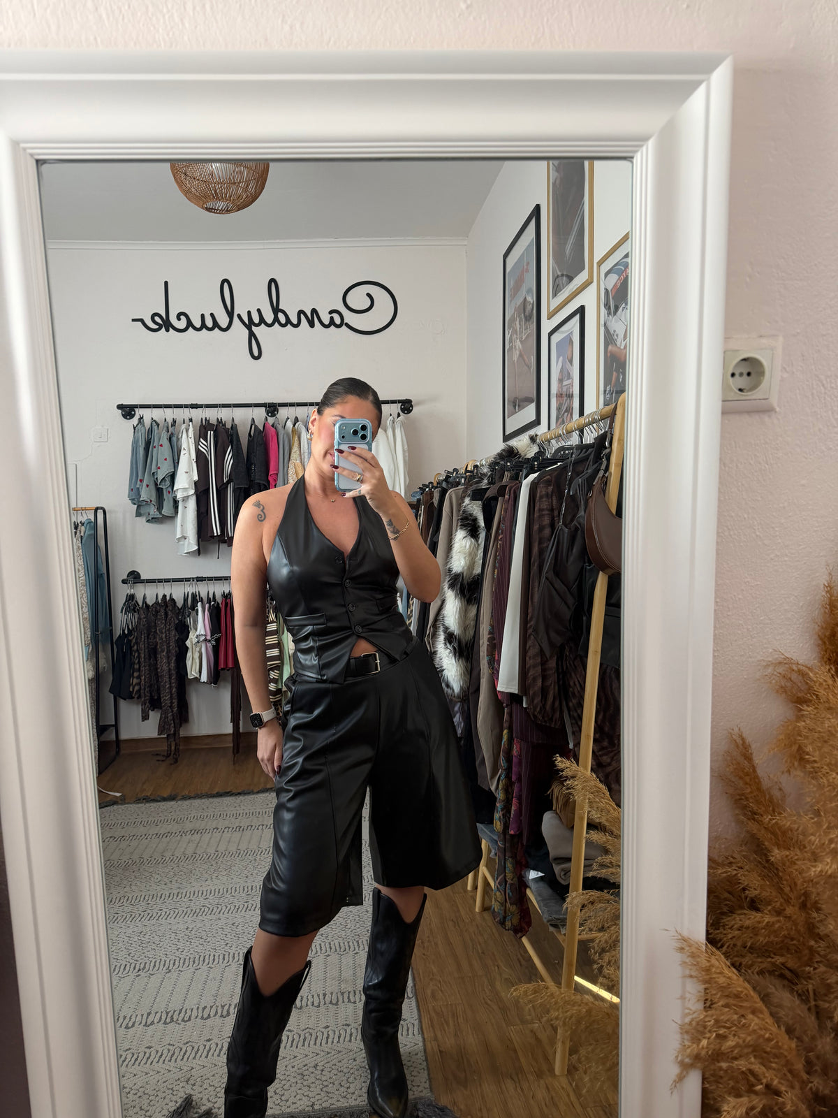 Leather shorts