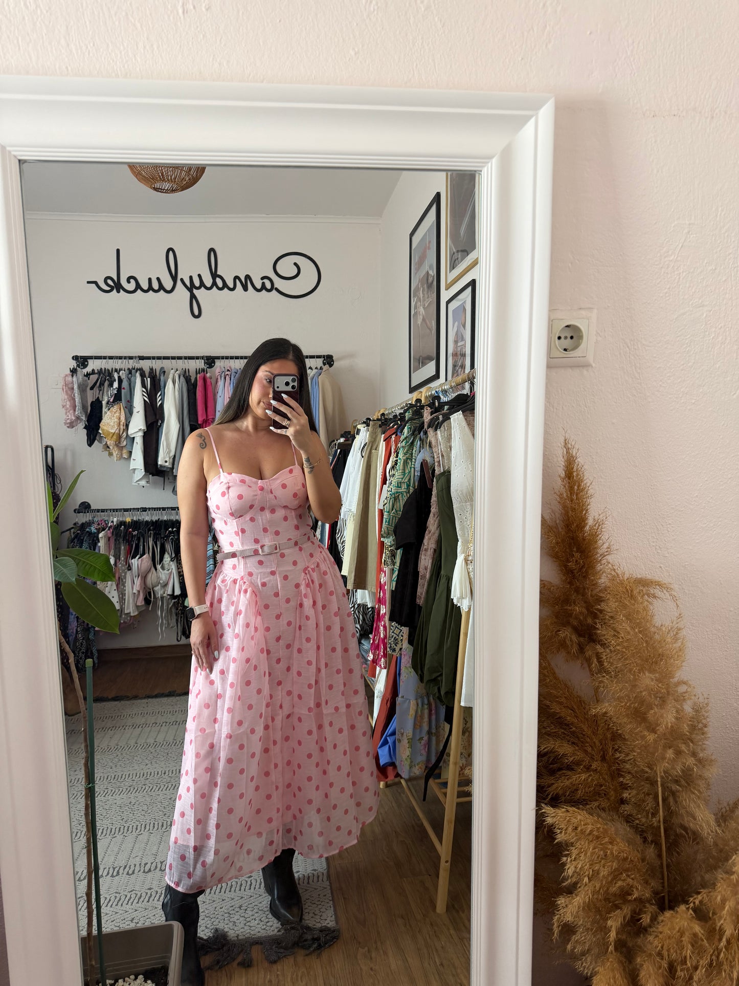 Pink midi dress