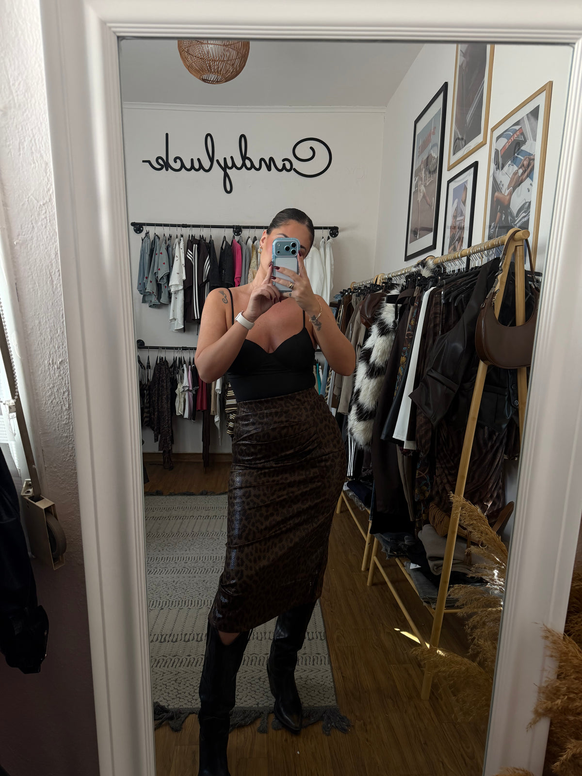 Leopar midi skirt