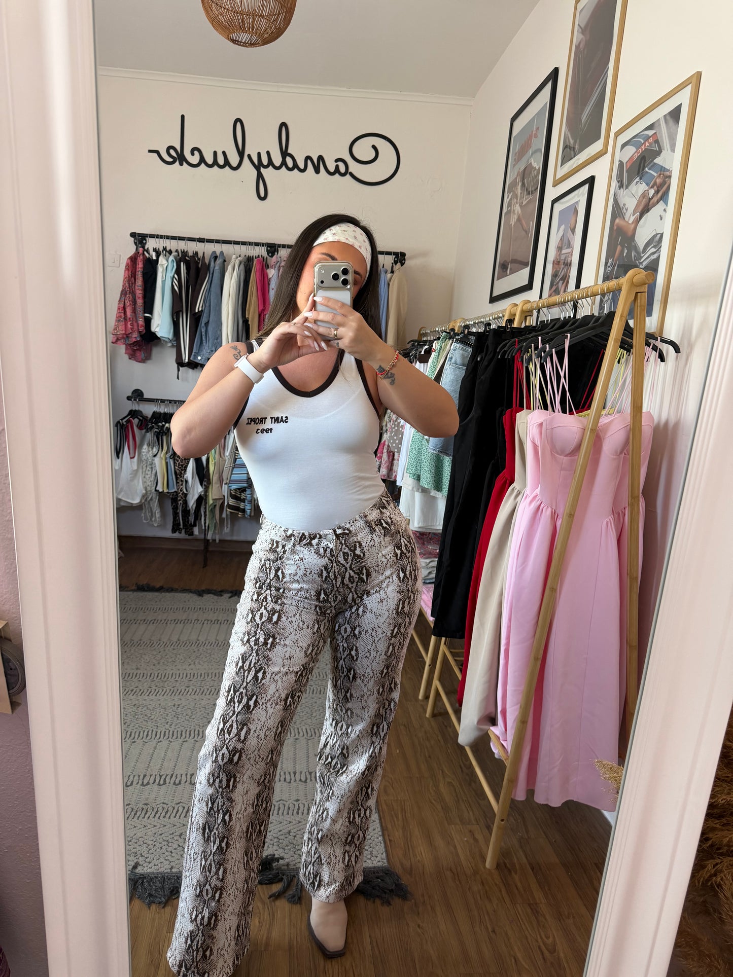 Animal print jeans