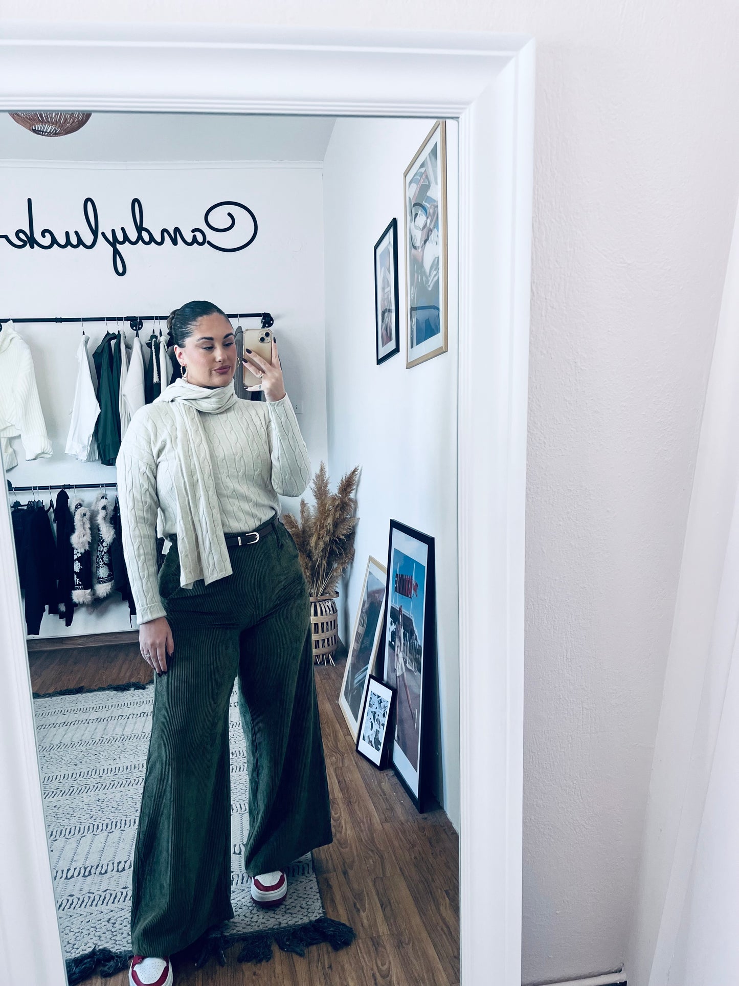 Κοτλέ χακί παντελόνα one size