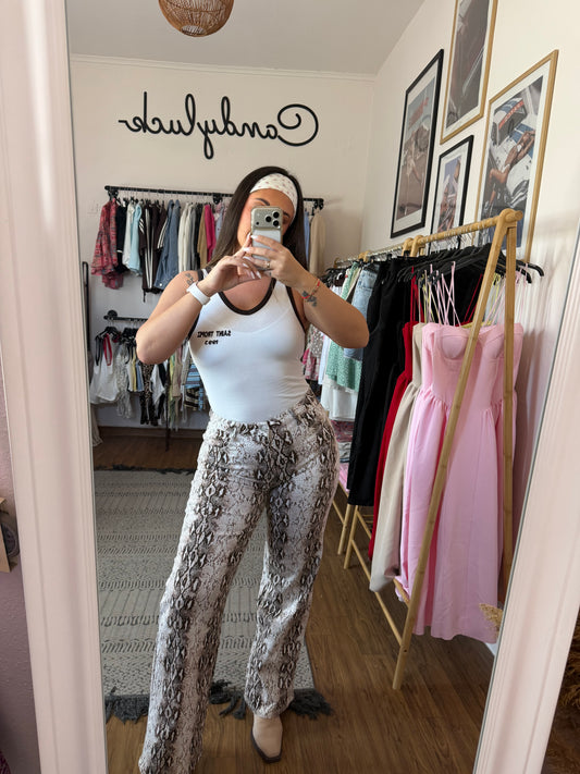 Animal print jeans